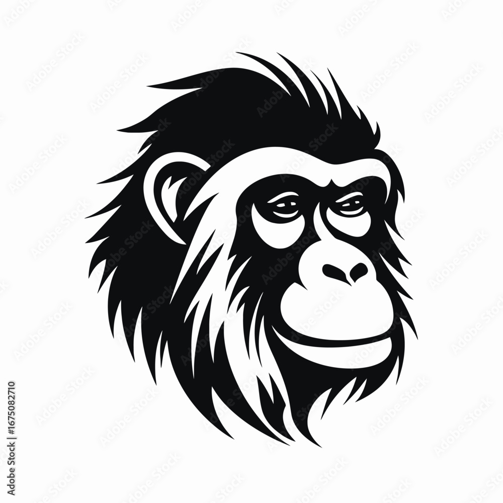 Obraz premium Majestic gorilla face design, powerful and wild, in striking black silhouette