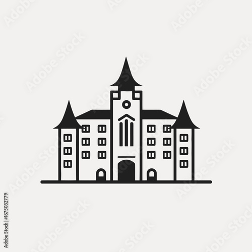 Striking castle with towers stands gracefully, a memorable architectural building silhouette