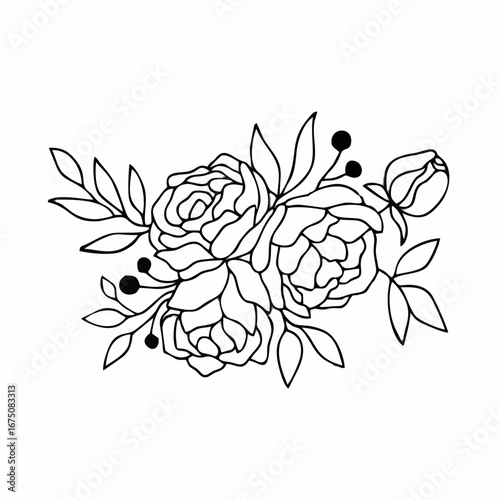 Elegant Flower Bouquet Outlin...