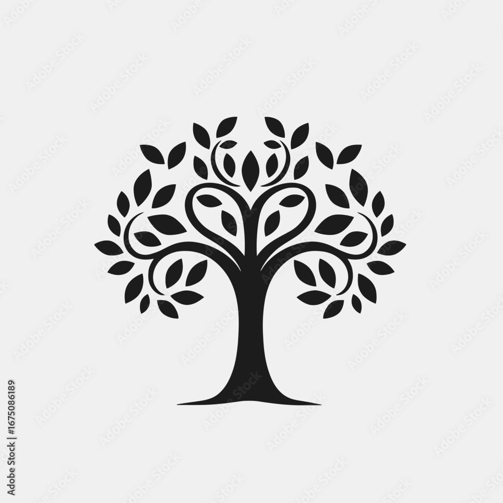 Obraz premium Elegant tree with heart shaped branches vector icon graphic design silhouette