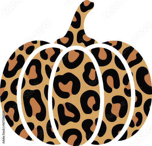 Leopard Print Pumpkin Silhouette Clipart