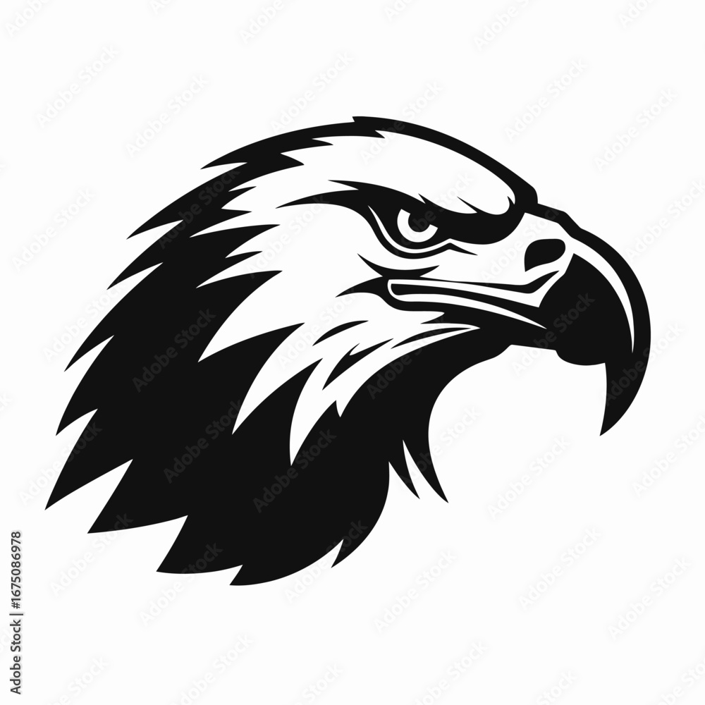 Fototapeta premium Striking bald eagle head portrait with a bold and graphic vector silhouette
