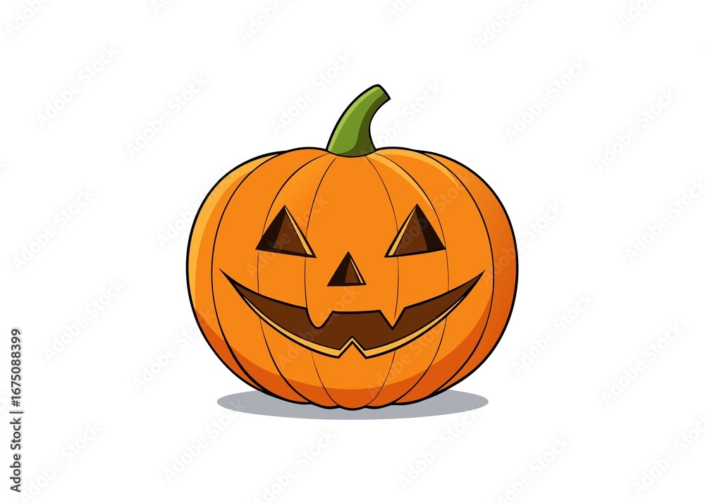 Fototapeta premium Classic Halloween Jack O Lantern with Triangular Eyes and Smiling Mouth Illustration