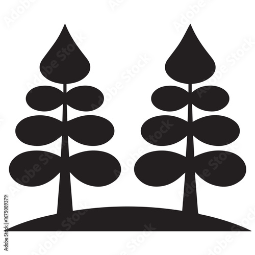 Minimalist Tree Silhouette Pair – Modern Nature Vector Art