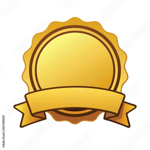 Gold Award Seal, Quality Badge Vector Illustration