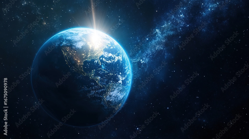 Naklejka premium High-resolution_cinematic shot of glowing Earth