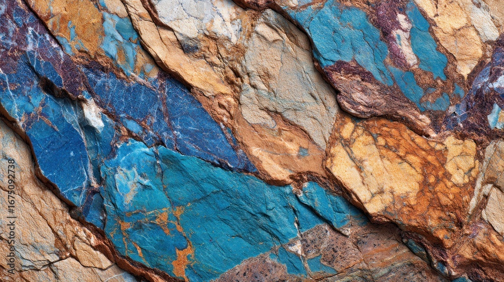 Naklejka premium Vibrant Blue and Brown Rock Formation Texture