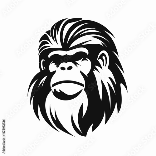 Powerful gorilla head displaying strength and confidence with striking tribal inspired silhouette