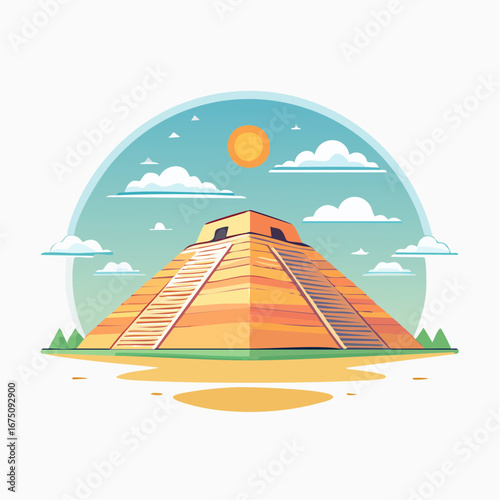 Pixel Art Illustration Of A Mayan Pyramid