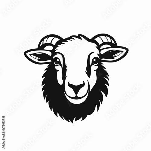 Majestic ram illustration showcases powerful horns and strong features, a graphic silhouette