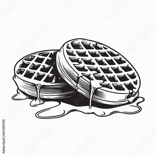 Fresh Homemade Waffles with Syrup and Butter Vector Image