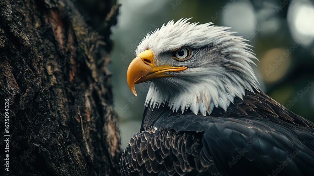 Obraz premium Eagle in the tree documentary footage