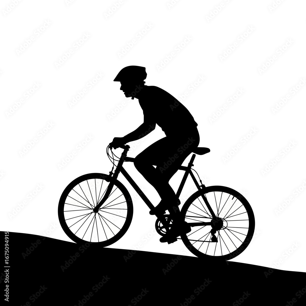 Naklejka premium silhouette of a cyclist on a bicycle