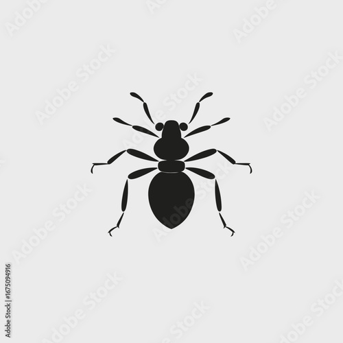 Simple vector art depicts an ant, presented as a black silhouette