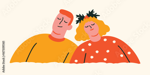 An illustration that represents the intimacy and shared tranquility, with a couple in a loving embrace. Showcasing the serenity and shared emotion between them. 