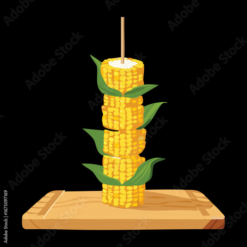A taller stack of corn cobs, showing a more abundant and generous harvest from the farm - Vector Illustration