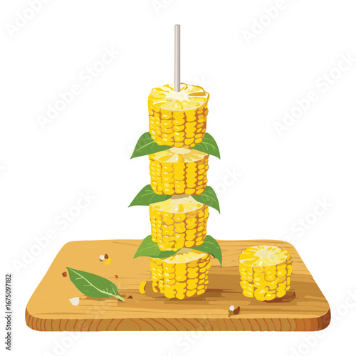 A small stack of corn cobs, representing simplicity and a humble, natural food source - Vector Illustration