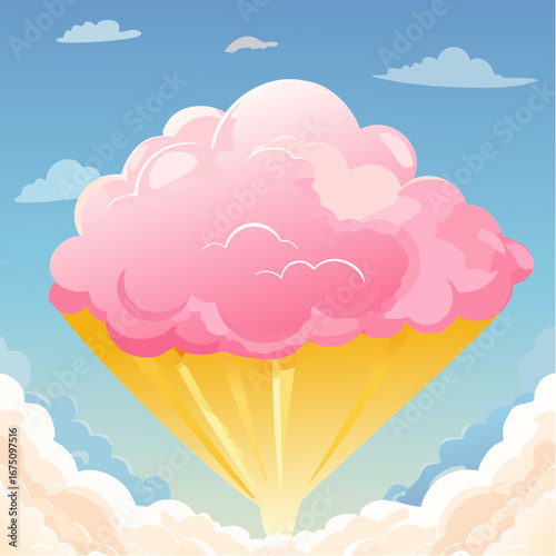 A fluffy colorful cloud with a rainbow gradient
2