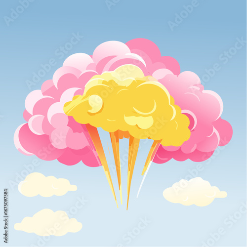 A fluffy colorful cloud with a rainbow gradient
3