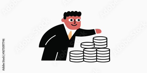 An illustration of a businessman making an investment. the image uses a minimalist style and evokes the concepts of finance and growth. 