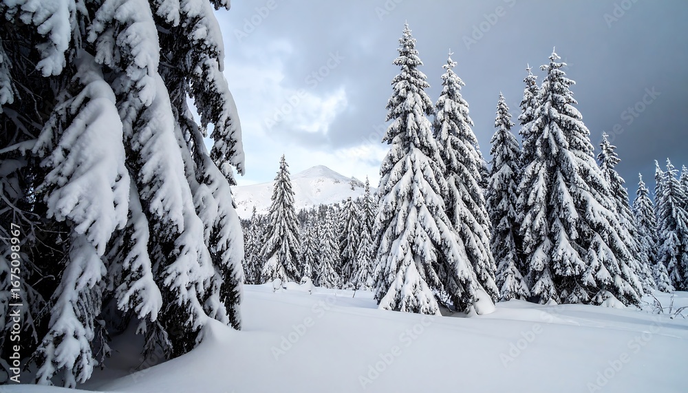 Naklejka premium Snowy forest winter scene