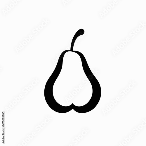 Minimalist simple fresh fruit pear sketch outline vector clean silhouette