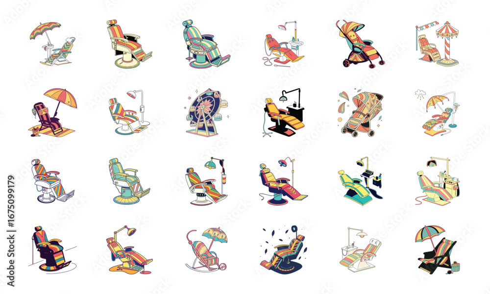 Obraz premium Colorful Medical and Healthcare Vector Icons Set – Ambulance, Doctor Tools, Medicine, Prescription, Hospital Equipment, First Aid, and Wellness Illustrations on White Background