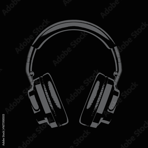 Headphones art digital design music sound listen dj vector grey silhouette