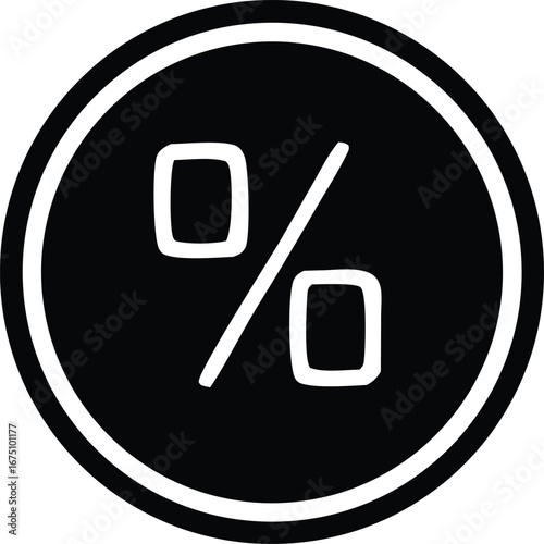 Simple percentage symbol icon clean circular design for discount promotions and financial concepts