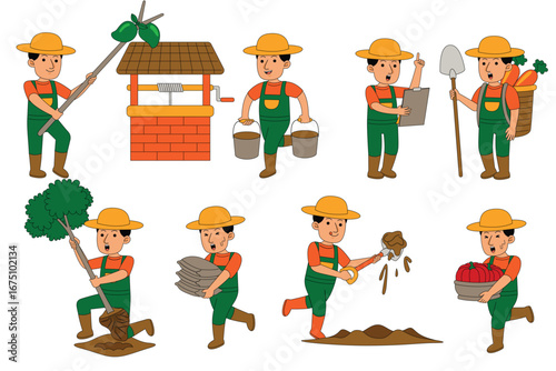 Farmer profession character working ain agriculture