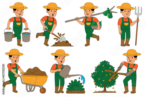 Farmer profession character working ain agriculture