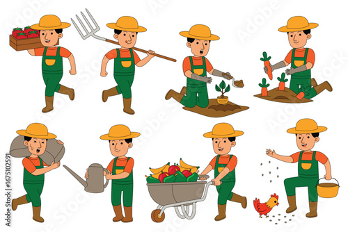Farmer profession character working ain agriculture