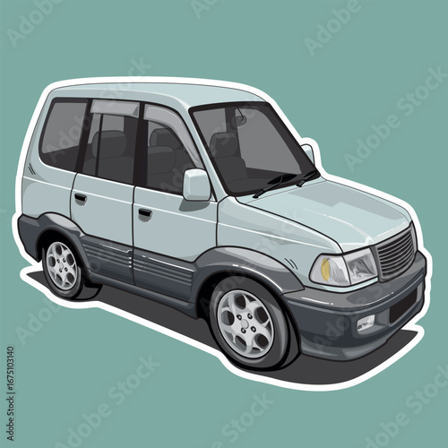 Vector illustration Retro Car Multi Purpose Vehicle Car - Editable Vector