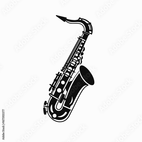 Elegant saxophone illustration featuring musical instrument with brassy elegance saxophone silhouette
