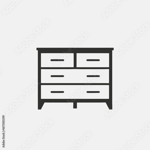 Stylish wooden drawers dresser bedroom furniture modern interior decor silhouette