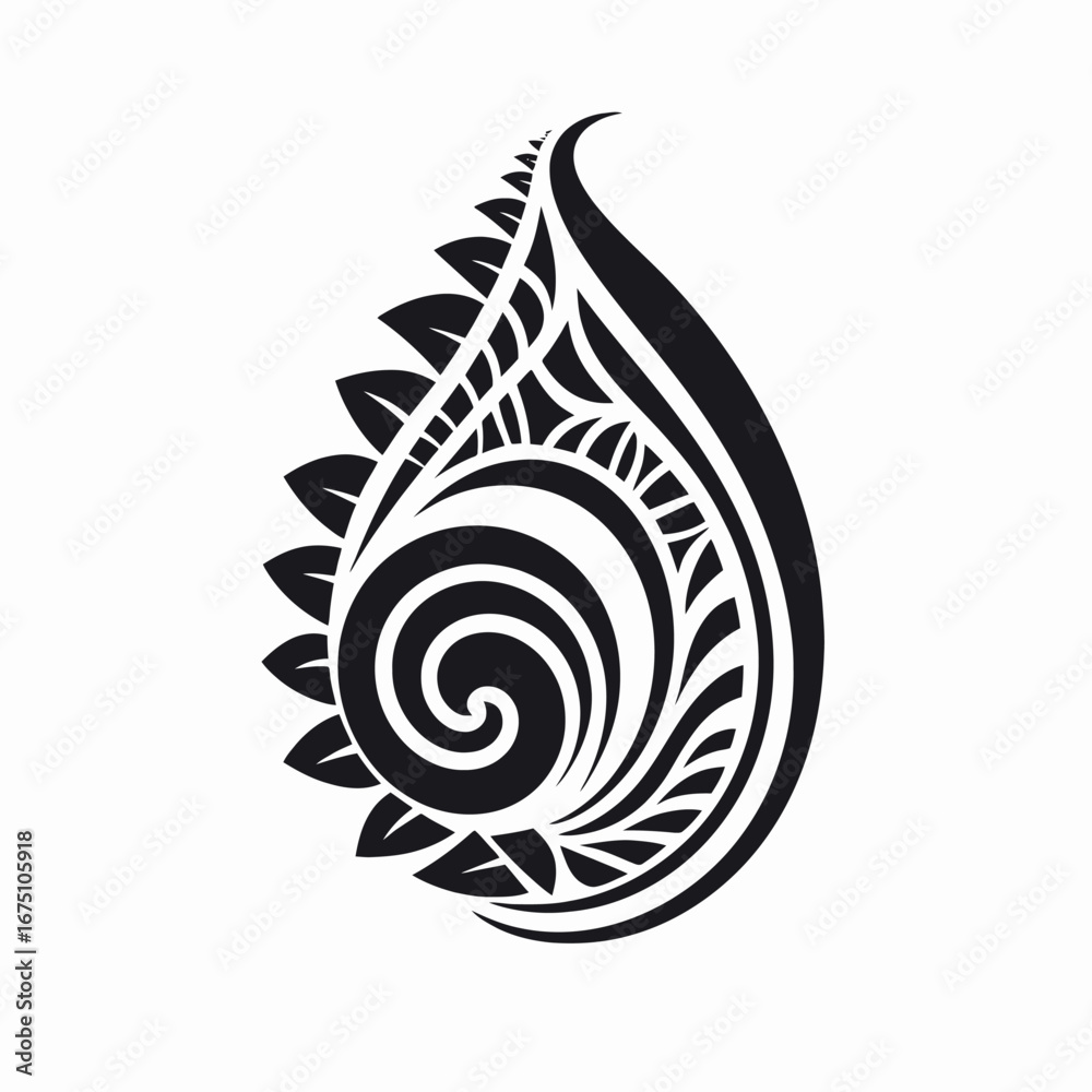 Obraz premium Elegant droplet with Maori tribal design makes stunning black silhouette