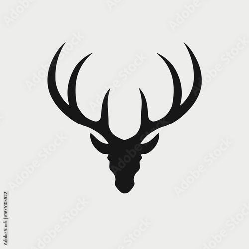 Majestic deer head with antlers simple and modern vector graphic silhouette