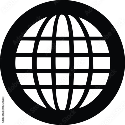 Simple black globe icon representing global connectivity and the internet worldwide a clean digital symbol