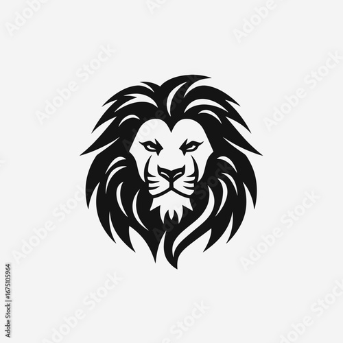 Powerful and noble lion emblem design with dark, stylized mane silhouette