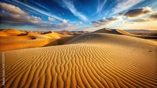 Fototapeta Naklejka Na Ścianę i Meble -  Desert landscape with sand dunes shifting