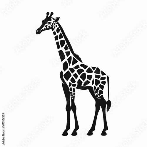 Striking elegant giraffe art illustration, showcasing nature's grandeur in black silhouette