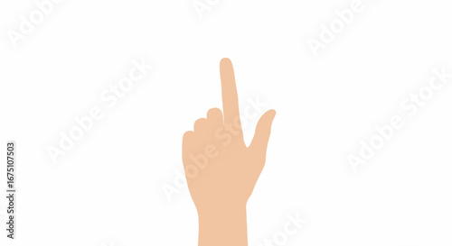 Illustration of a hand with the index finger pointing upwards on white background