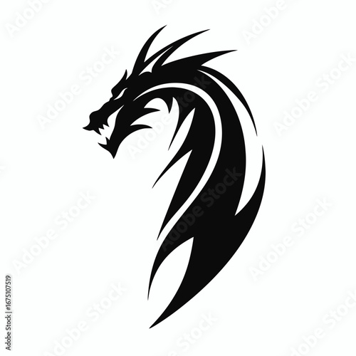 Wallpaper Mural Fierce dragon head vector art design, dark monster graphic silhouette Torontodigital.ca
