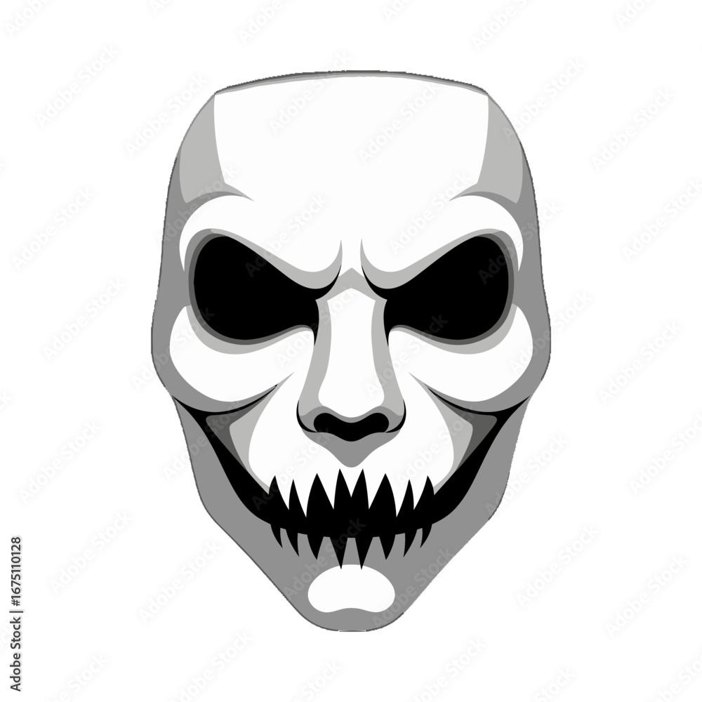 Fototapeta premium Scary White Evil Mask Illustration.
