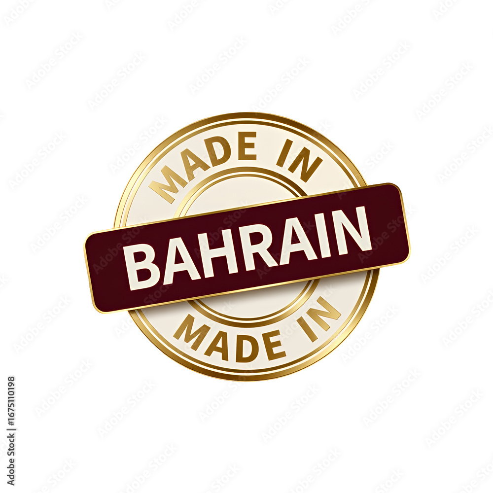 Fototapeta premium Authentic product seal highlighting 'Made in Bahrain'.