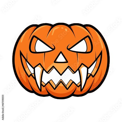Evil Jack O Lantern Cartoon Illustration.