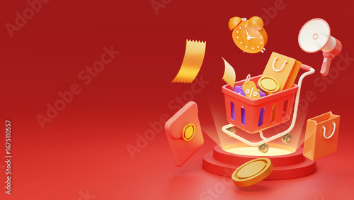 E-commerce promotions Online shopping consumption shopping marketing 3D