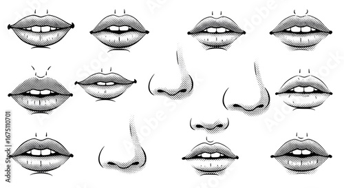 Facial features drawings