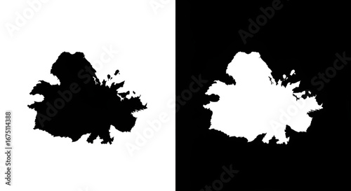 Minimalist Inverse Map Icons of Antigua and Barbuda for Infographic and Educational Design