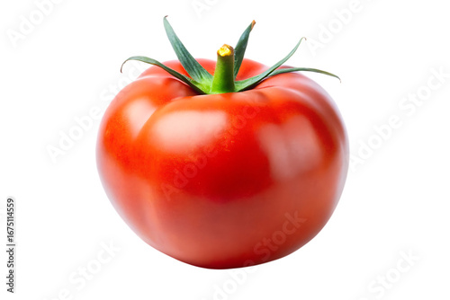 Single Ripe Red Tomato Isolated on Transparent Background